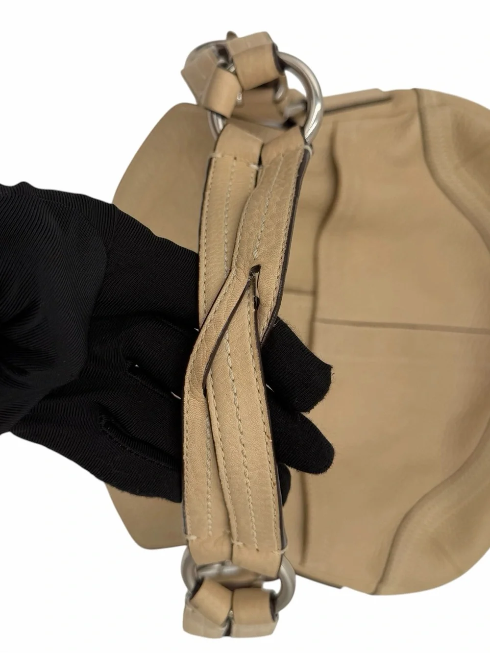 Coach Soho Pebbled Leather Buckle Shoulder Bag Cream Beige Style 10723 Y2K